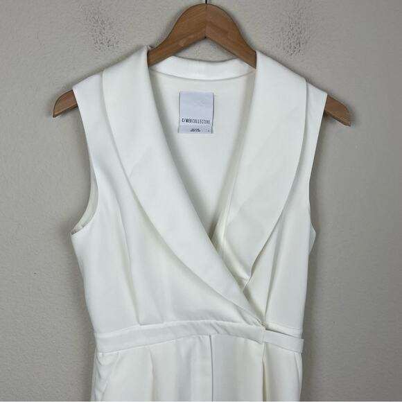 C Meo Collective Off White/ Natural White  Wide Leg Crop Jumpsuit Medium - Picture 3 of 8